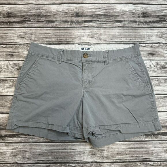 Old Navy Pants - Old Navy Women's Mid Rise Chino Shorts Gray Size 4 4.5" Inseam Stretch